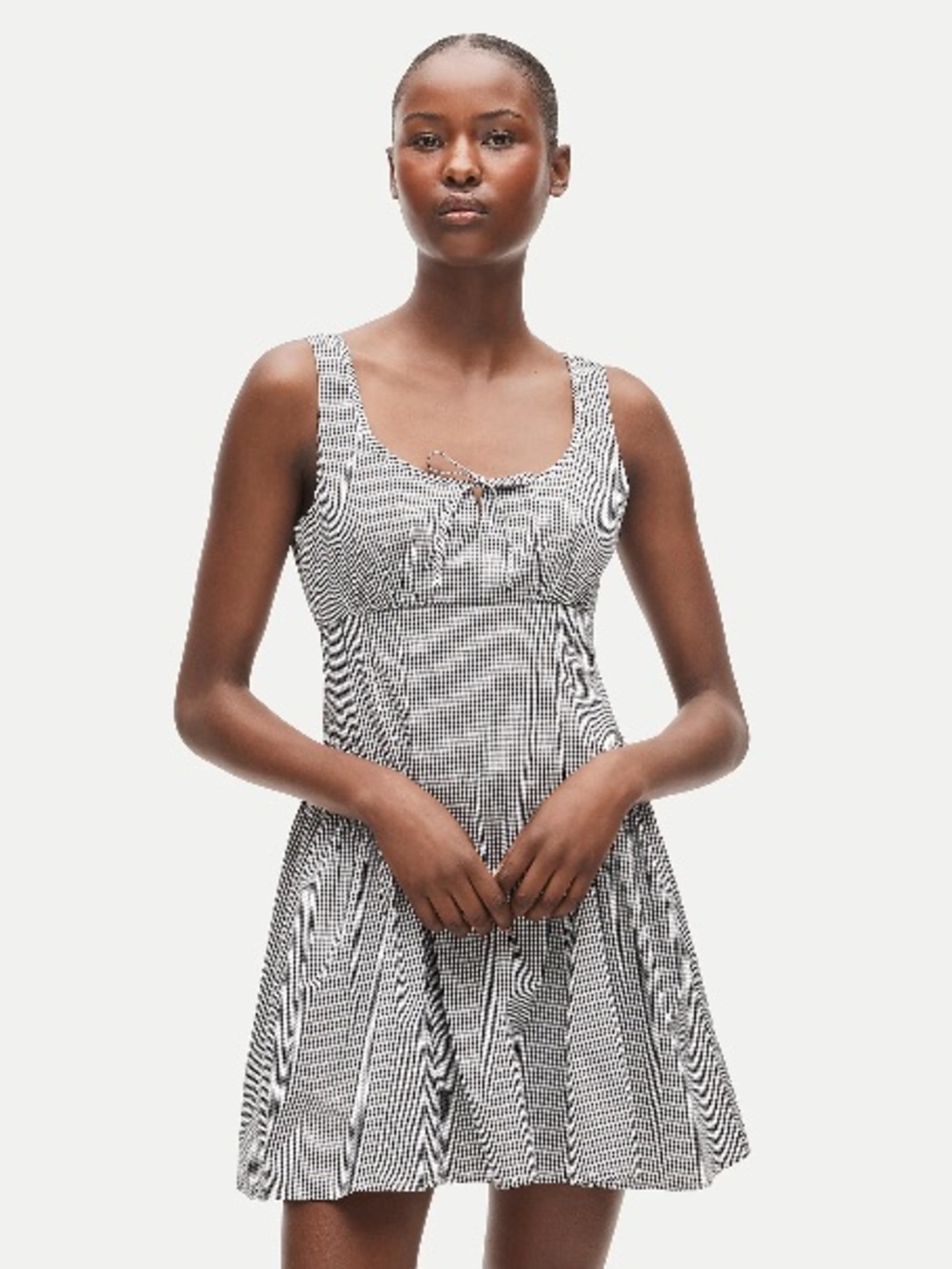 Jcrew Empire-waist mini dress in gingham cotton poplin